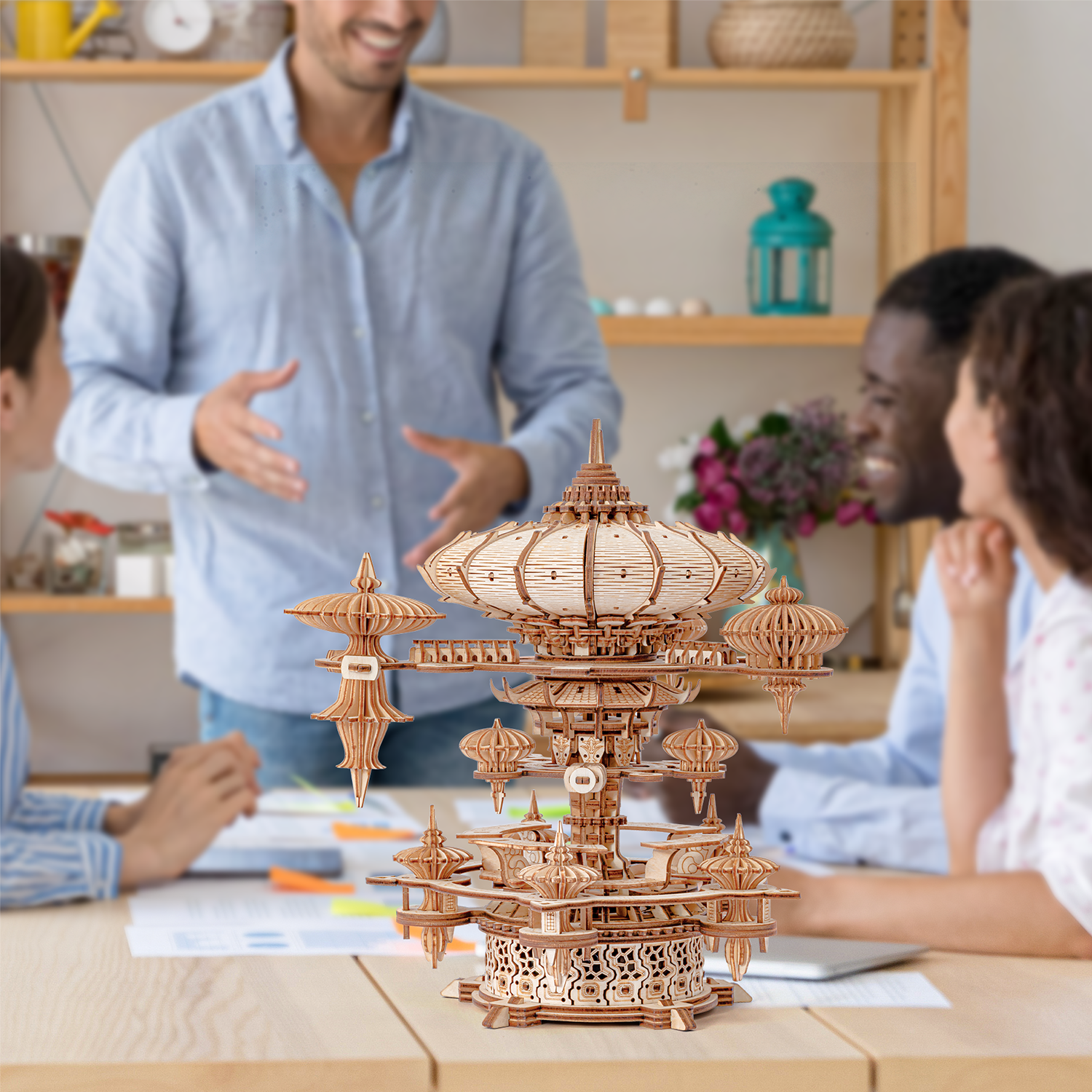 RUIFAM SkyCity Music Box 3D Wooden Puzzles LF01