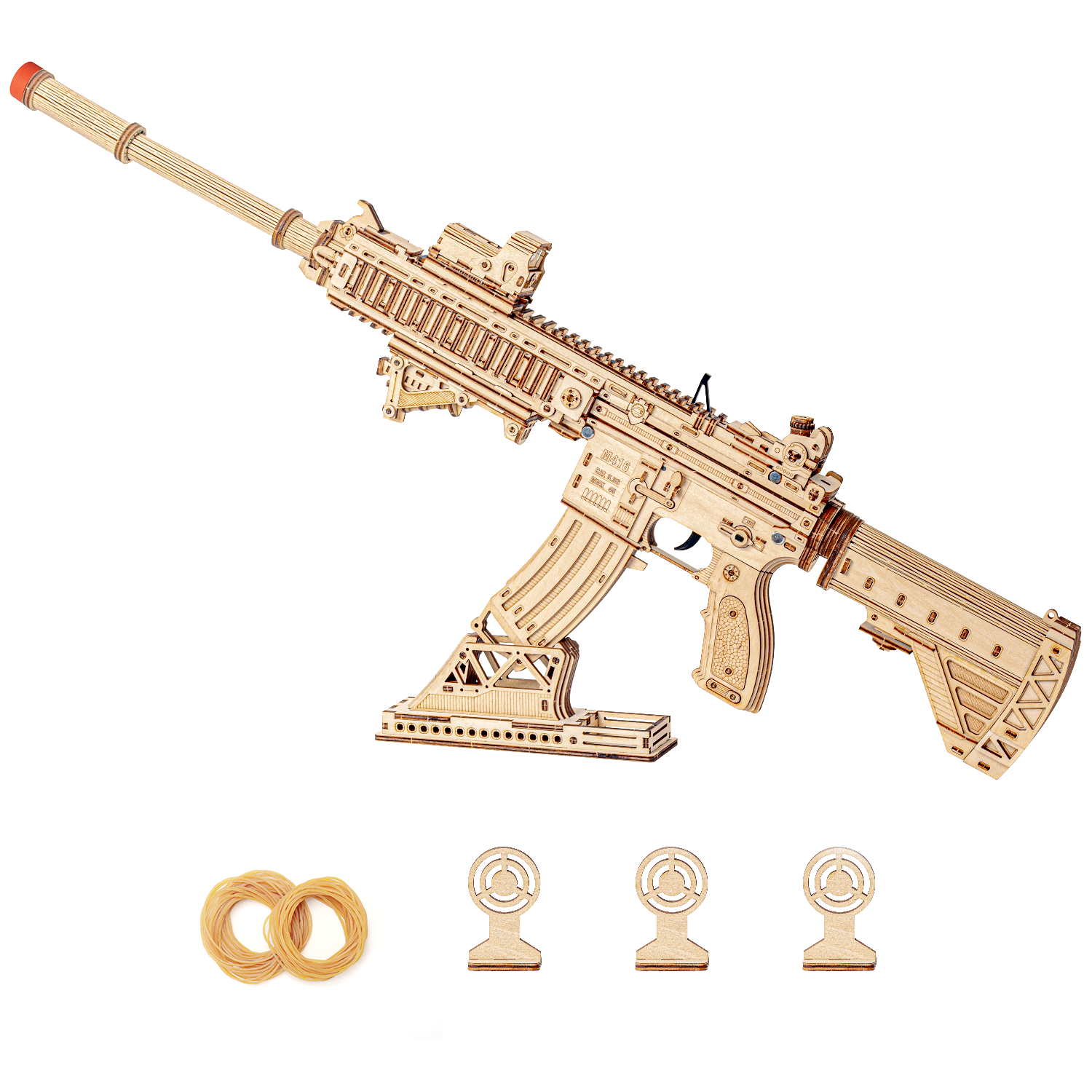 RUIFAM 3D Wooden Puzzles for Adults, 3D Puzzle Model Rubber Bands Gun Toys Building Kits, DIY Wood Crafts Cool Toy Hobbies for Men Women, Creative Assembly Gifts