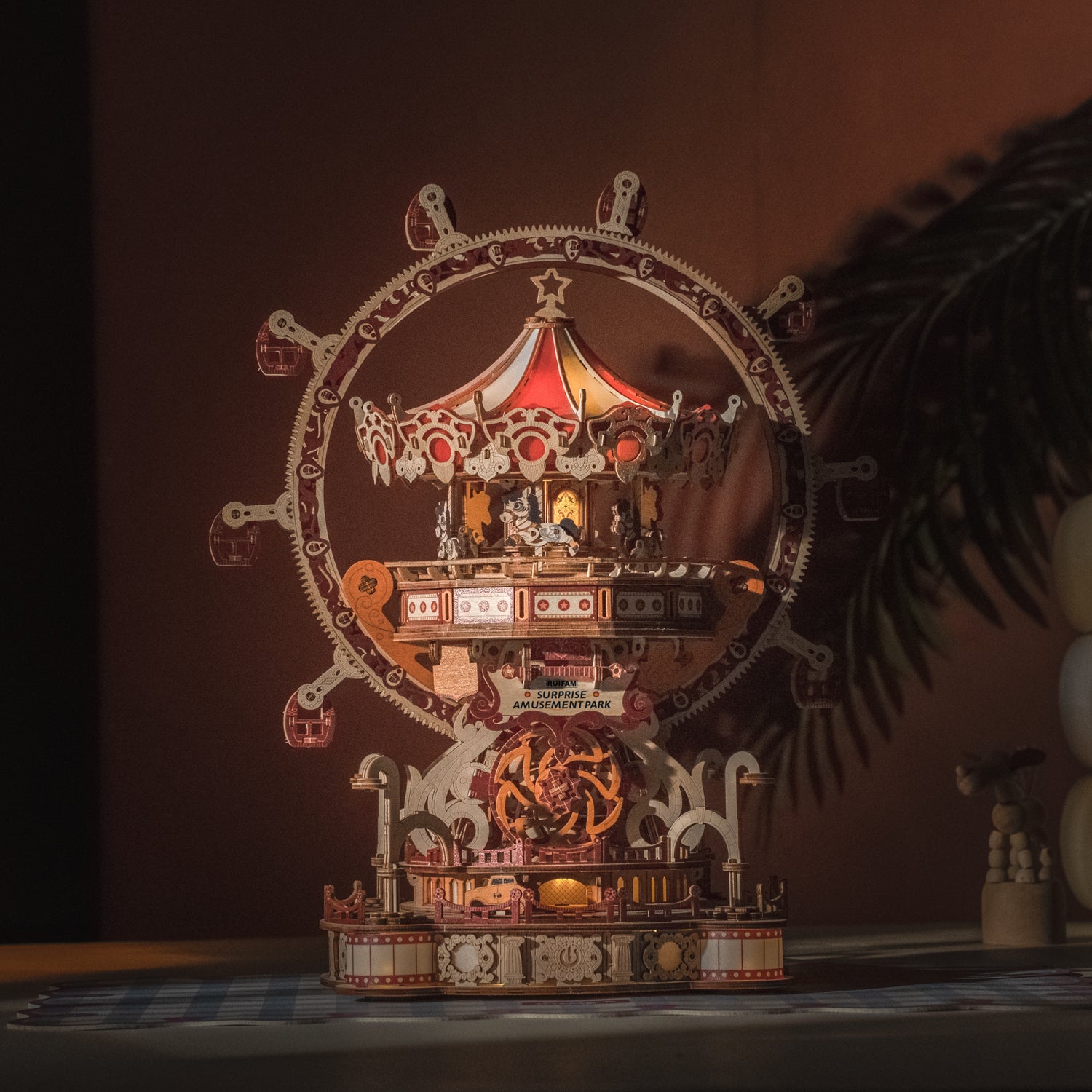 Ruifam 3D Puzzles for Adults, Wooden 3D Puzzle Model Surprise Amusement Park Music Box Toys Building Kits, DIY Wood Crafts Cool Toy Hobbies for Men Women, Creative Assembly Gifts