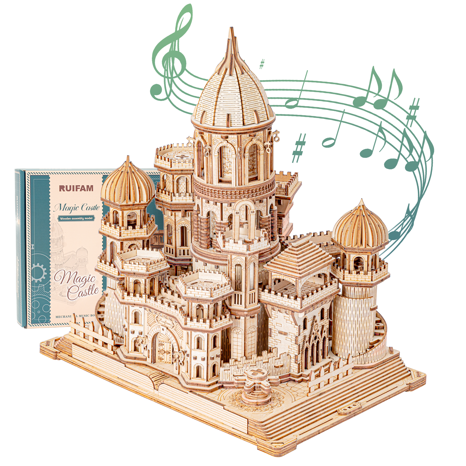 RUIFAM 3D Wooden Puzzles DIY Mechanical Wooden Wide Model Kit 1000 Pcs 3D Puzzles for Adults Teens 14+Years Puzzle Enthusiasts Box Clockwork Enchanted Castle