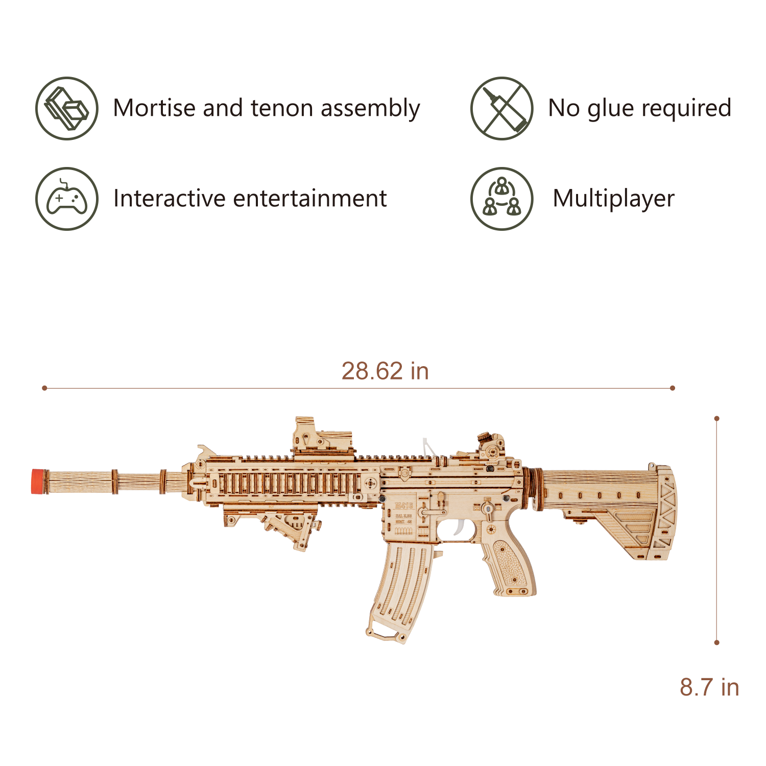 RUIFAM 3D Wooden Puzzles for Adults, 3D Puzzle Model Rubber Bands Gun Toys Building Kits, DIY Wood Crafts Cool Toy Hobbies for Men Women, Creative Assembly Gifts