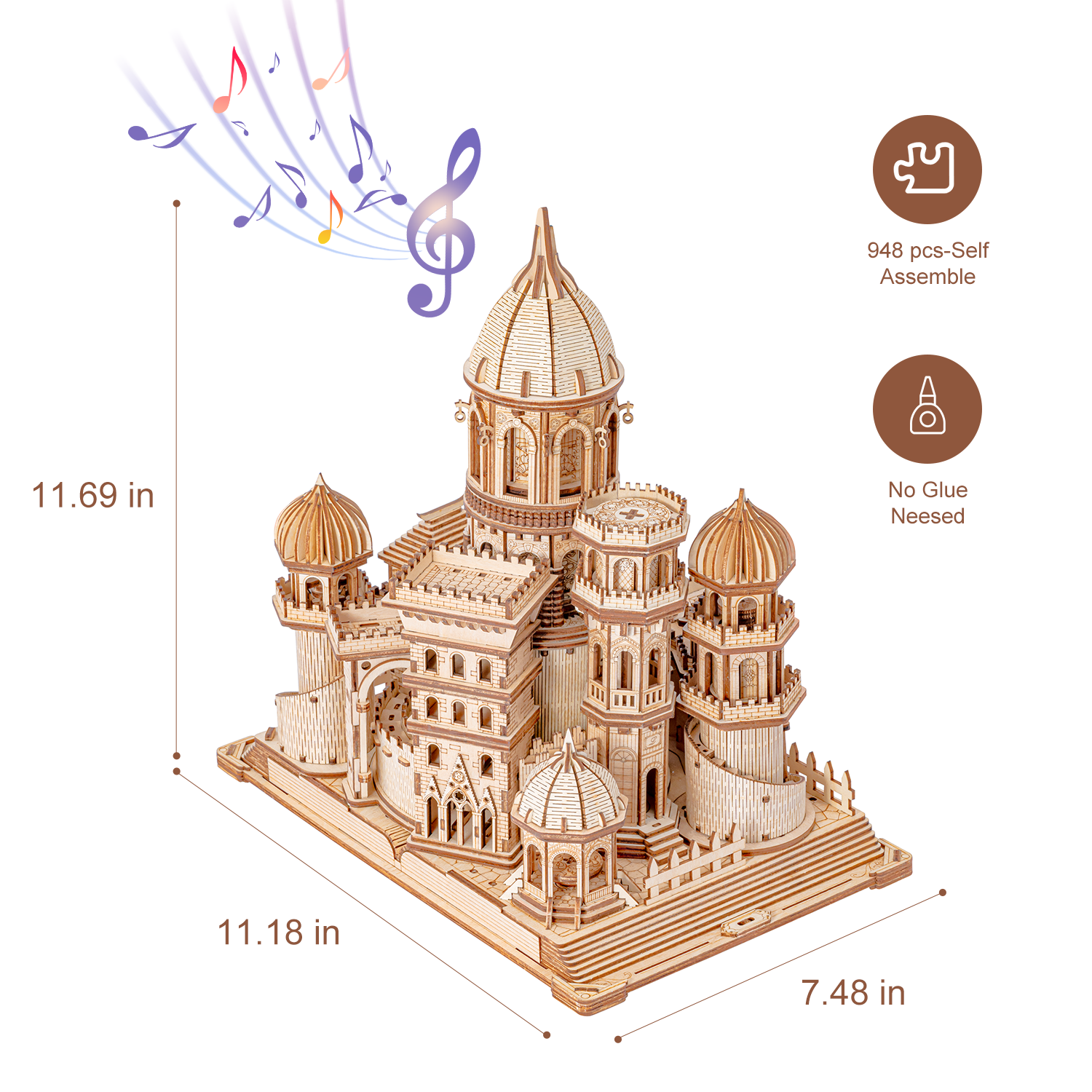 RUIFAM 3D Wooden Puzzles DIY Mechanical Wooden Wide Model Kit 1000 Pcs 3D Puzzles for Adults Teens 14+Years Puzzle Enthusiasts Box Clockwork Enchanted Castle