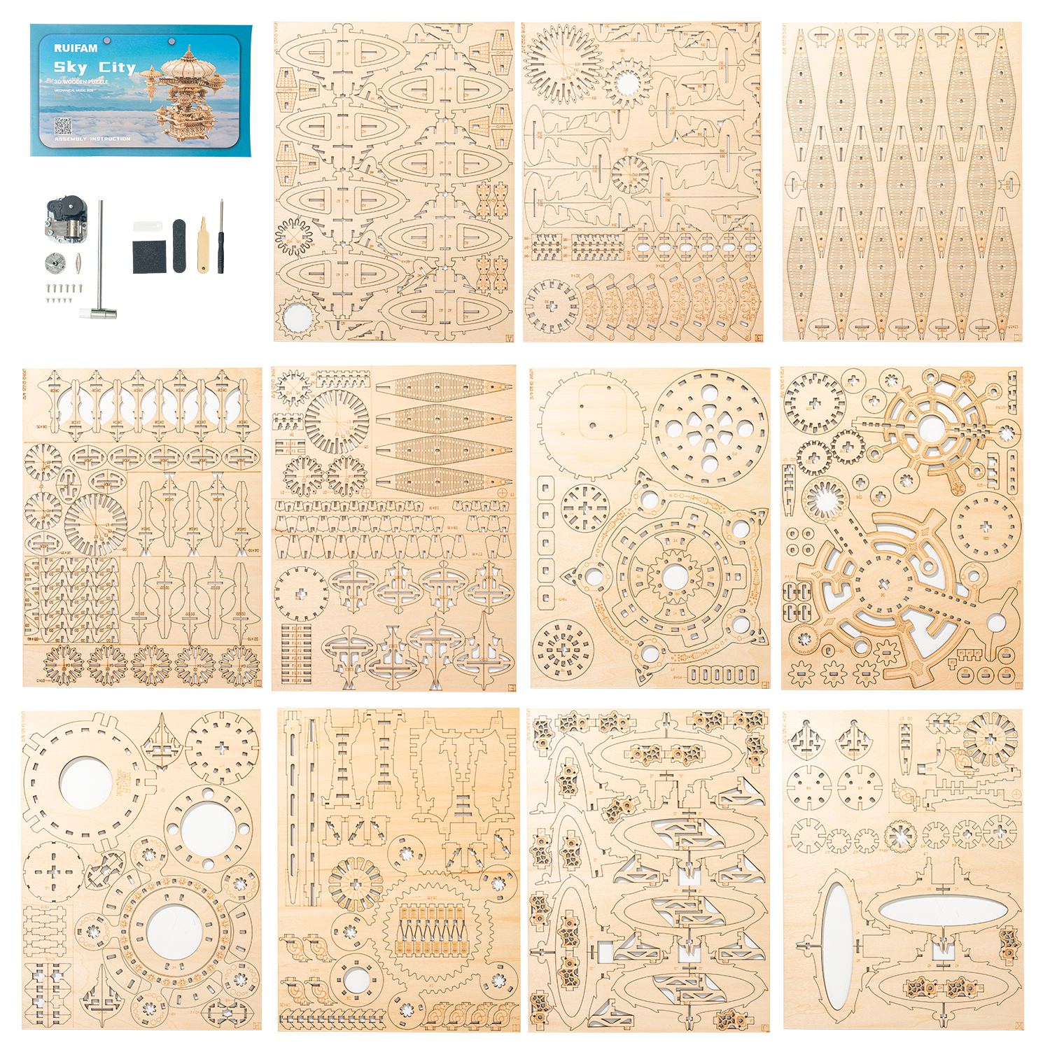 RUIFAM SkyCity Music Box 3D Wooden Puzzles LF01