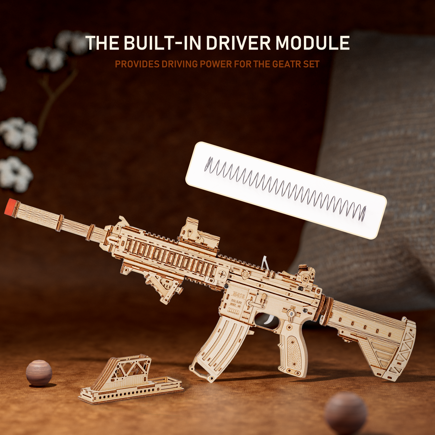 RUIFAM 3D Wooden Puzzles for Adults, 3D Puzzle Model Rubber Bands Gun Toys Building Kits, DIY Wood Crafts Cool Toy Hobbies for Men Women, Creative Assembly Gifts