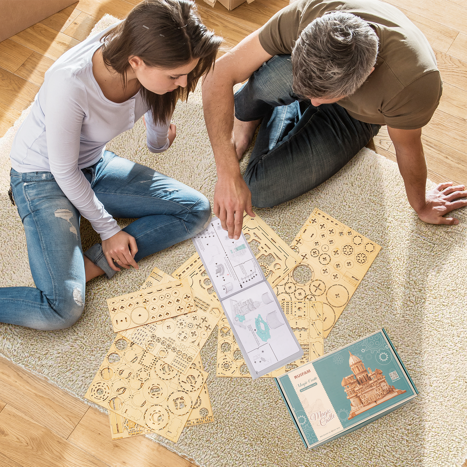 RUIFAM 3D Wooden Puzzles DIY Mechanical Wooden Wide Model Kit 1000 Pcs 3D Puzzles for Adults Teens 14+Years Puzzle Enthusiasts Box Clockwork Enchanted Castle