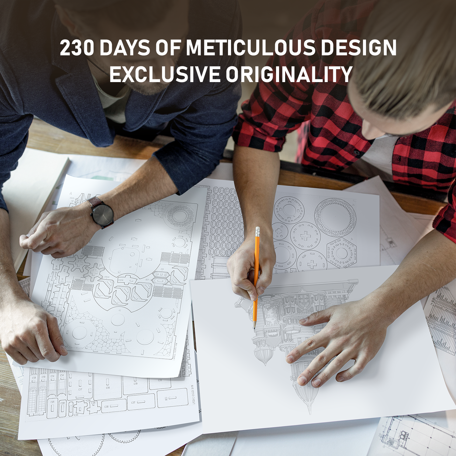 RUIFAM 3D Wooden Puzzles DIY Mechanical Wooden Wide Model Kit 1000 Pcs 3D Puzzles for Adults Teens 14+Years Puzzle Enthusiasts Box Clockwork Enchanted Castle