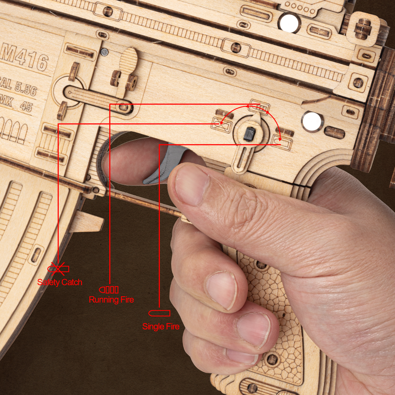 RUIFAM 3D Wooden Puzzles for Adults, 3D Puzzle Model Rubber Bands Gun Toys Building Kits, DIY Wood Crafts Cool Toy Hobbies for Men Women, Creative Assembly Gifts