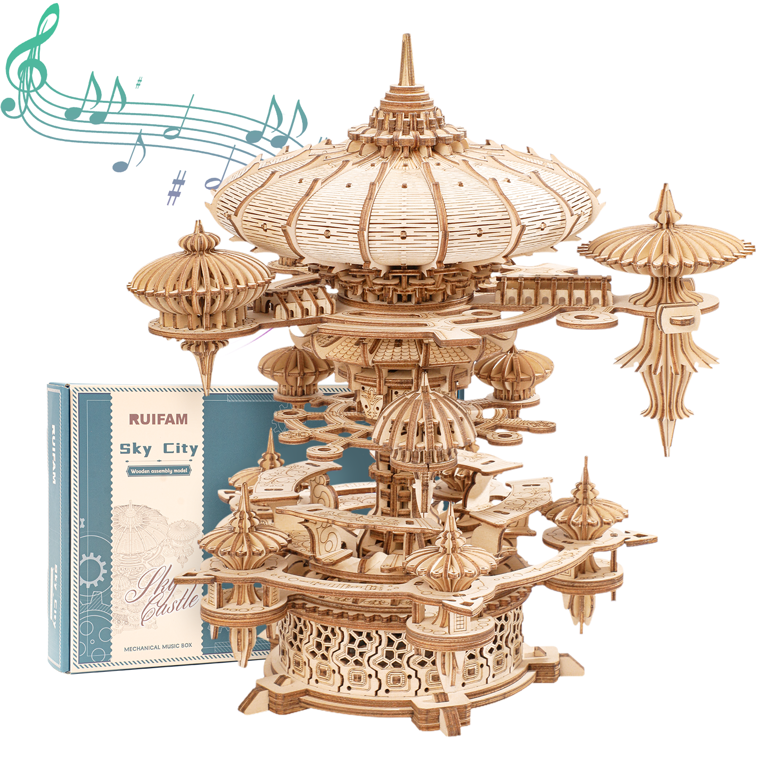 RUIFAM SkyCity Music Box 3D Wooden Puzzles LF01