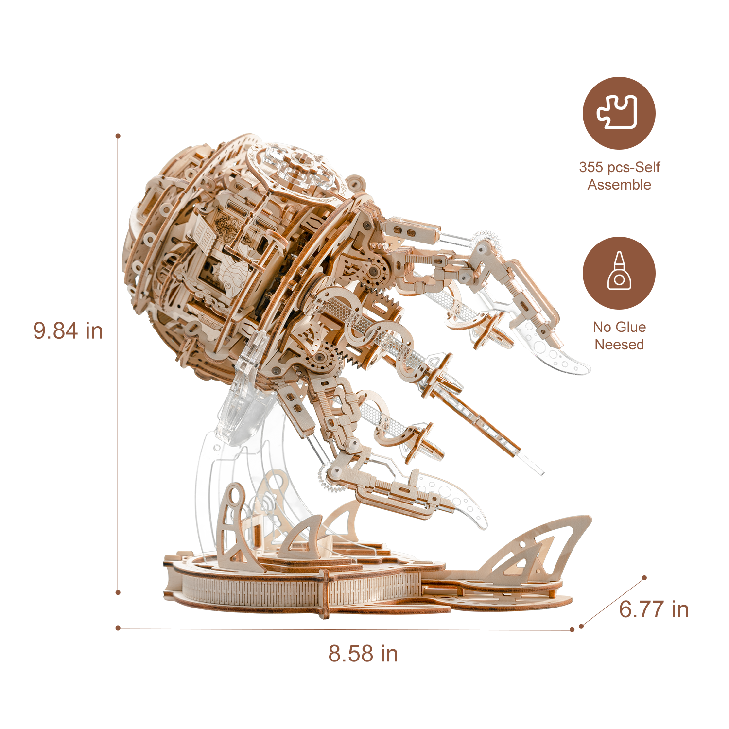 RUIFAM 3D Wooden Puzzles for Adults, 3D Puzzle Model Aurora Jellyfish Toys Building Kits, DIY Wood Crafts Cool Toy Hobbies for Men Women, Creative Assembly Gifts