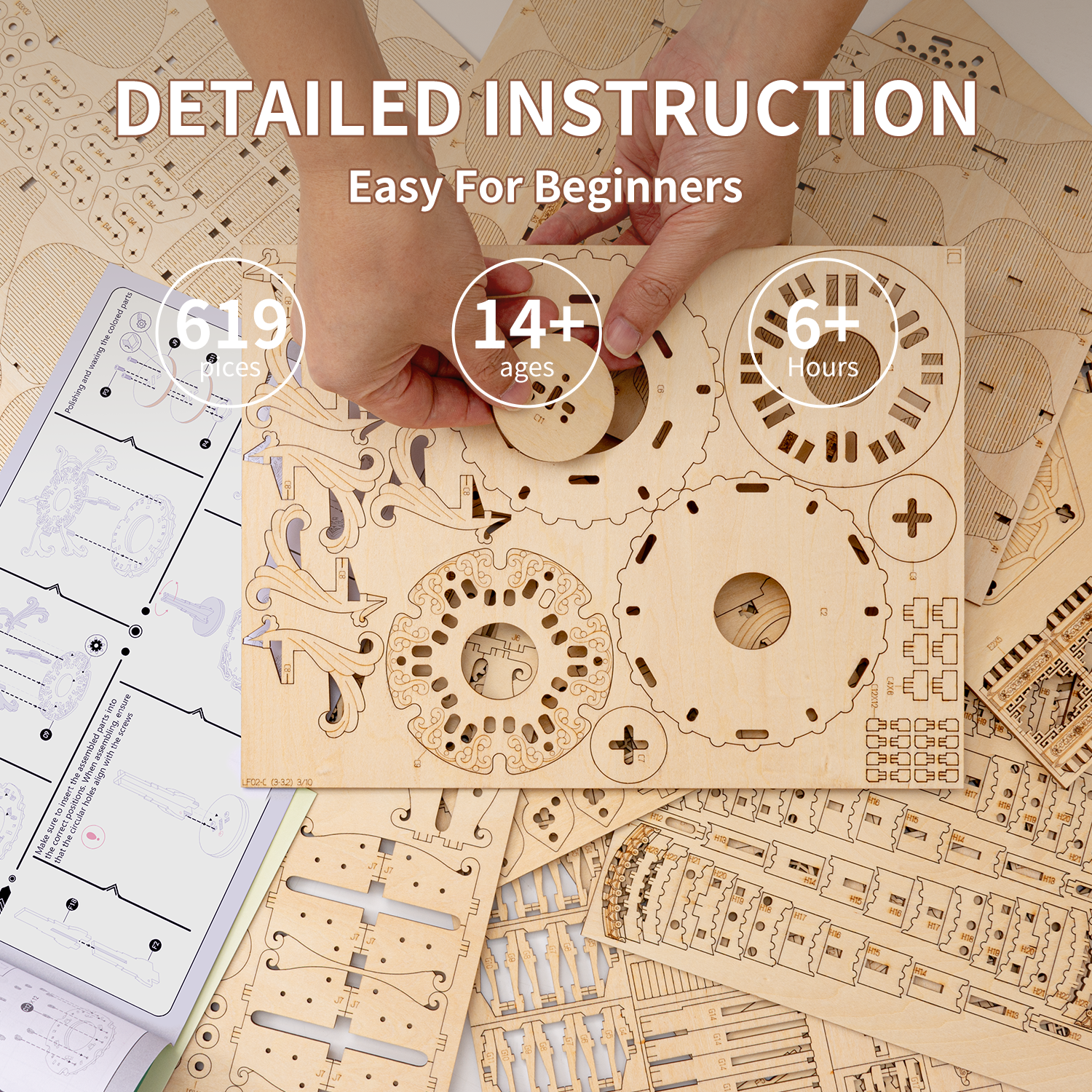 RUIFAM 3D Puzzles for Adults, Wooden 3D Puzzle Model Lotus Pavilion Music Box Toys Building Kits, DIY Wood Crafts Cool Toy Hobbies for Men Women, Creative Assembly Gifts